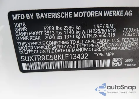 2019 BMW X3 xDrive30I z USA, uszkodzony, nr VIN 5UXTR9C58KLE13432